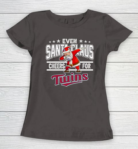 Minnesota Twins Even Santa Claus Cheers For Christmas MLB Women's T-Shirt 7