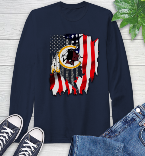 Washington Redskins NFL Football American Flag Long Sleeve T-Shirt 3