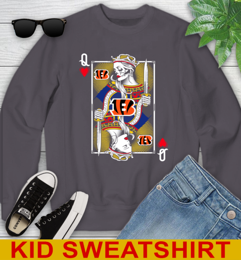 NFL Football Cincinnati Bengals The Queen Of Hearts Card Shirt Youth Sweatshirt 5