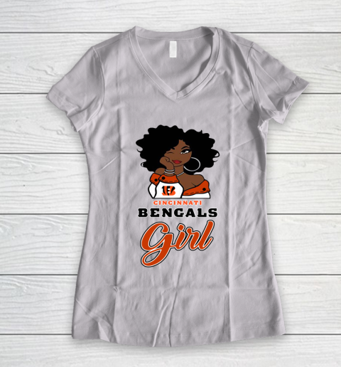 Cincinnati Bengals Girl NFL Women's V-Neck T-Shirt 2