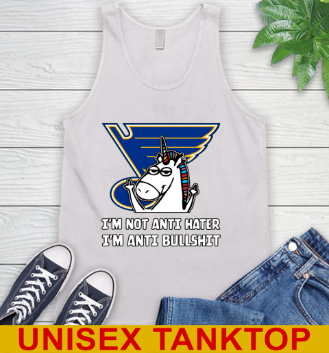 St.Louis Blues NHL Hockey Unicorn I'm Not Anti Hater I'm Anti Bullshit Tank Top