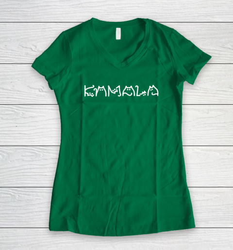 Womens Kamala Harris Cat Lettering Positive Funny Women's V-Neck T-Shirt 3
