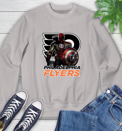 NHL Captain America Thor Spider Man Hawkeye Avengers Endgame Hockey Philadelphia Flyers Sweatshirt 12
