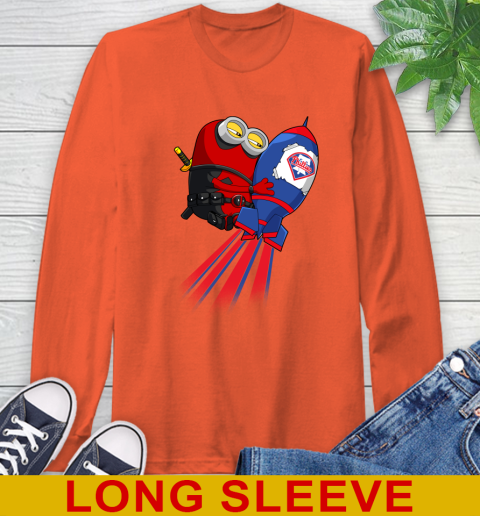 MLB Baseball Philadelphia Phillies Deadpool Minion Marvel Shirt Long Sleeve T-Shirt 4
