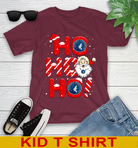 Minnesota Timberwolves NBA Basketball Ho Ho Ho Santa Claus Merry Christmas Shirt Youth T-Shirt 5