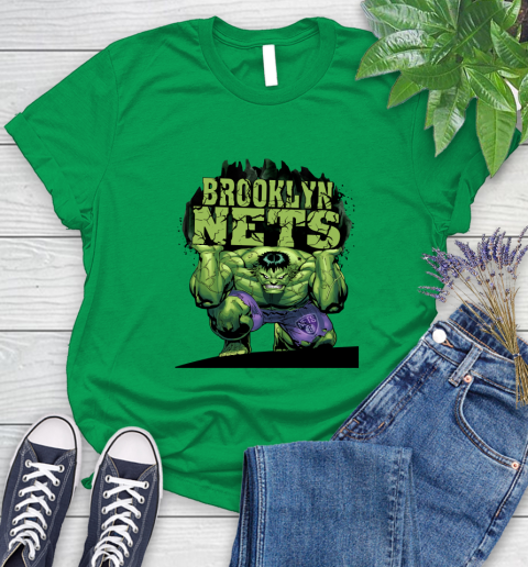 Brooklyn Nets NBA Basketball Incredible Hulk Marvel Avengers Sports Women's T-Shirt 6
