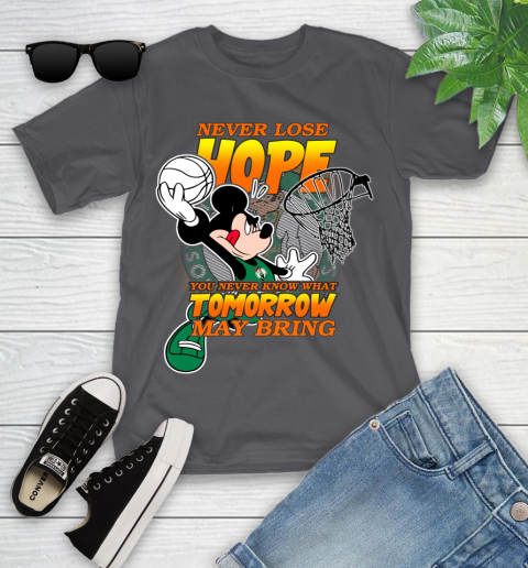 Boston Celtics NBA Basketball Mickey Disney Never Lose Hope Youth T-Shirt 6
