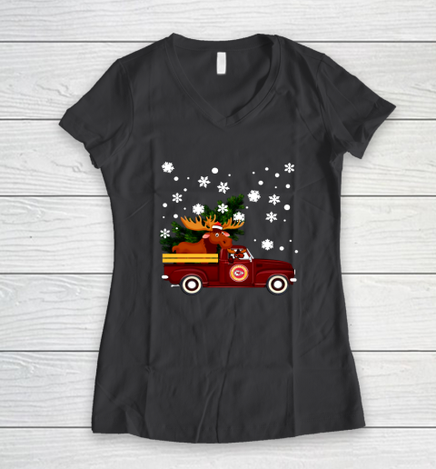 Kansas City Chiefs Bring Christmas Home NFL Women's V-Neck T-Shirt 6