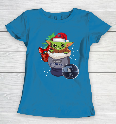 Memphis Grizzlies Christmas Baby Yoda Star Wars Funny Happy NBA Women's T-Shirt 7