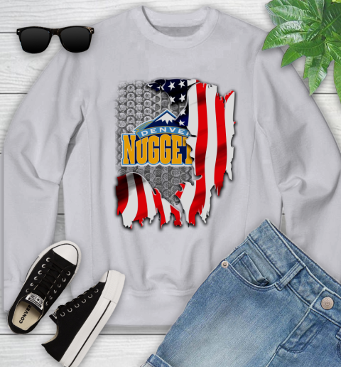 Denver Nuggets NBA Basketball American Flag Youth Sweatshirt 3