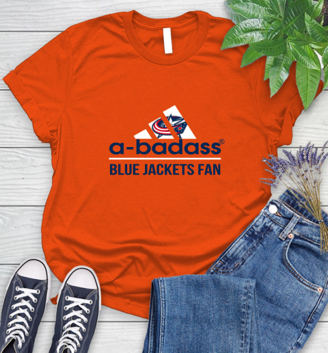 NHL A Badass Columbus Blue Jackets Fan Adidas Hockey Sports Women's T-Shirt 3