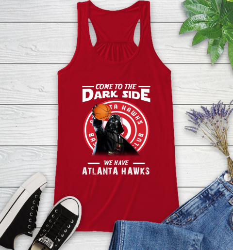 NBA Come To The Dark Side We Have Atlanta Hawks Star Wars Darth Vader Basketball Racerback Tank 5