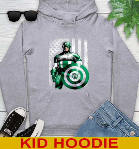 Boston Celtics NBA Basketball Captain America Marvel Avengers American Flag Shirt Youth Hoodie 6