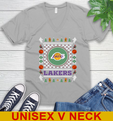 Los Angeles Lakers Merry Christmas NBA Basketball Loyal Fan V-Neck T-Shirt 3
