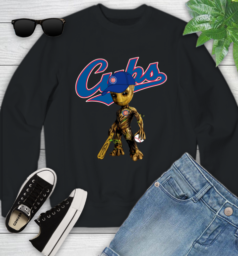 MLB Chicago Cubs Groot Guardians Of The Galaxy Baseball Youth Sweatshirt 2