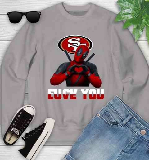 NHL San Francisco 49ers Deadpool Love You Fuck You Football Sports Youth Sweatshirt 3