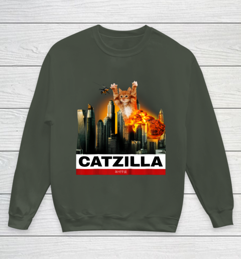 CATZILLA  Funny Kitty Tshirt for Cat lovers to Halloween Youth Sweatshirt 8