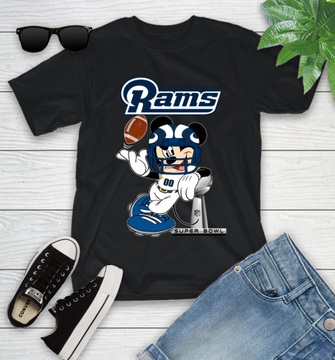 NFL Los Angeles Rams Mickey Mouse Disney Super Bowl Football T Shirt Youth T-Shirt 2