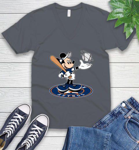 MLB Baseball Houston Astros Cheerful Mickey Disney Shirt V-Neck T-Shirt 5