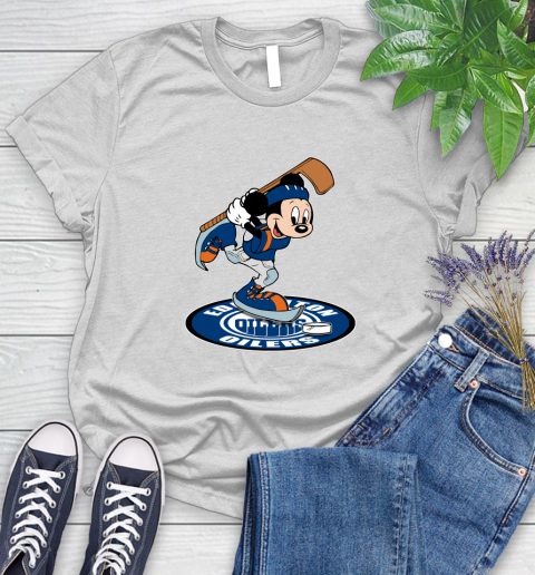 NHL Hockey Edmonton Oilers Cheerful Mickey Disney Shirt Women's T-Shirt 2