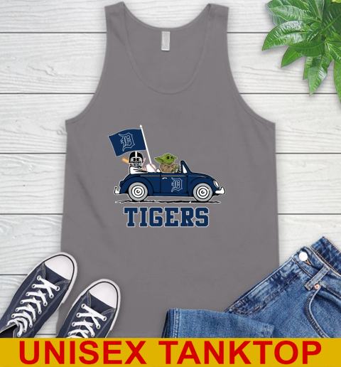 MLB Baseball Detroit Tigers Darth Vader Baby Yoda Driving Star Wars Shirt Tank Top - Image 8