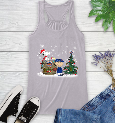 MLB New York Mets Snoopy Charlie Brown Christmas Baseball Commissioner's Trophy Racerback Tank 4