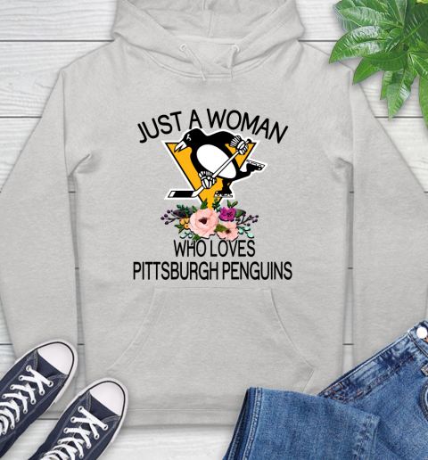 NHL Just A Woman Who Loves Pittsburgh Penguins Hockey Sports Hoodie