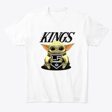 5oe5 baby yoda hugs the los angeles kings classic t shirt 2 front white