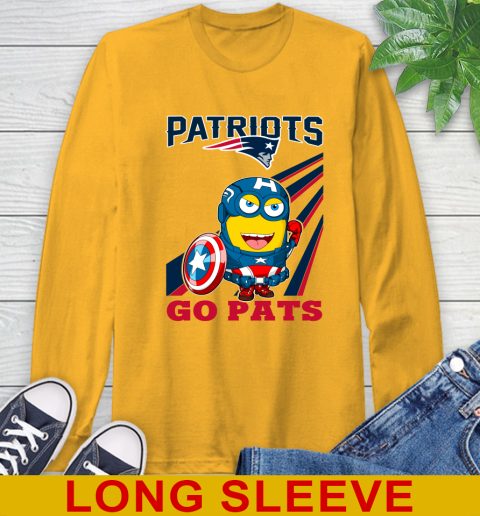 NFL Football New England Patriots Captain America Marvel Avengers Minion Shirt Long Sleeve T-Shirt 2