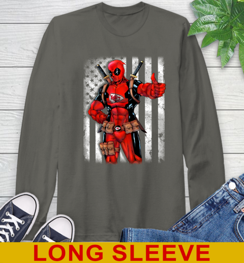 NFL Football Kansas City Chiefs Deadpool American Flag Shirt Long Sleeve T-Shirt 11 NFL Football Kansas City Chiefs Deadpool American Flag Shirt Long Sleeve T-Shirt - Image 11