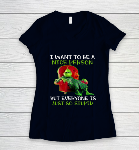 Tee Christmas Grinch Xmas funny quotes Women's V-Neck T-Shirt 2