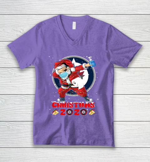 Winnipeg Jets Funny Santa Claus Dabbing Christmas 2020 NHL V-Neck T-Shirt 8