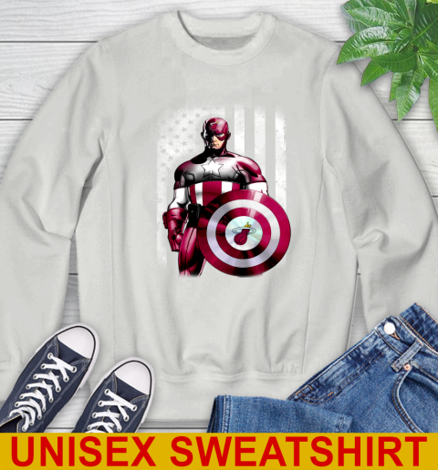 Miami Heat NBA Basketball Captain America Marvel Avengers American Flag Shirt Sweatshirt 5