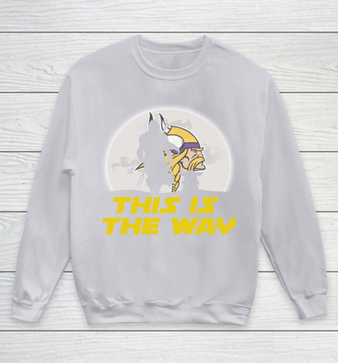 Minnesota Vikings NFL Football Star Wars Yoda And Mandalorian This Is The Way Youth Sweatshirt 3