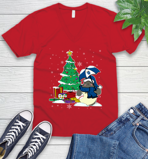 Kansas City Royals MLB Baseball Cute Tonari No Totoro Christmas Sports V-Neck T-Shirt 6