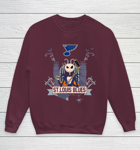 NHL St.Louis Blues Hockey Jack Skellington Halloween Youth Sweatshirt 4