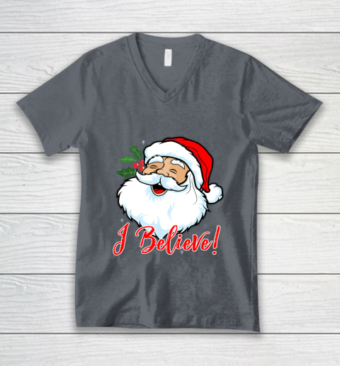 I Believe In Santa Claus T Shirt Funny Christmas Holiday V-Neck T-Shirt 4