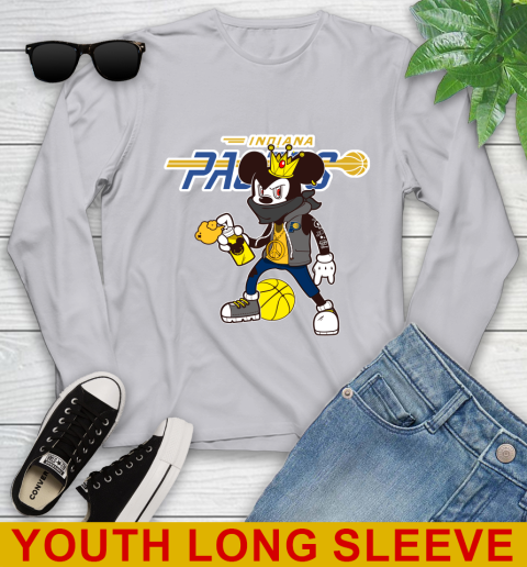 Indiana Pacers NBA Basketball Mickey Peace Sign Sports Youth Long Sleeve 6