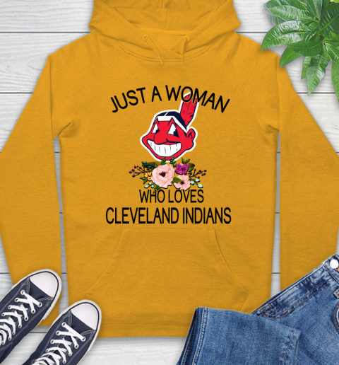 MLB Just A Woman Who Loves Cleveland Indians Baseball Sports Hoodie 2