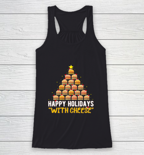Happy Holidays with Cheese Burger Christmas Tree Funny Racerback Tank
