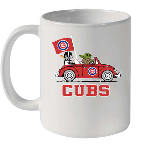 MLB Baseball Chicago Cubs Darth Vader Baby Yoda Driving Star Wars Shirt Ceramic Mug 11oz