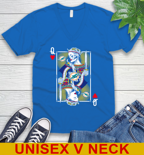 NFL Football Miami Dolphins The Queen Of Hearts Card Shirt V-Neck T-Shirt 5
