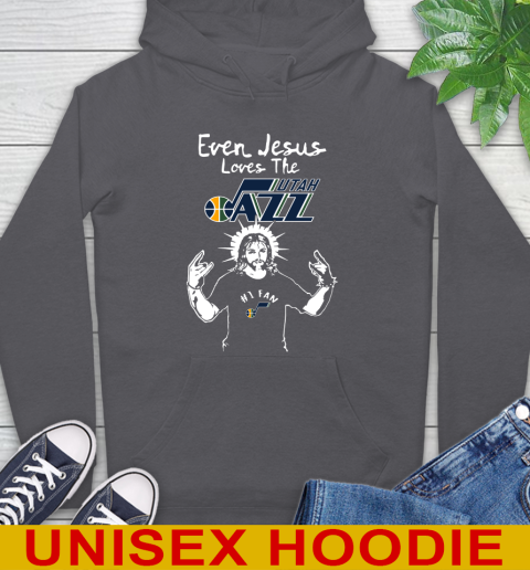 Utah Jazz NBA Basketball Even Jesus Loves The Jazz Shirt Hoodie 7