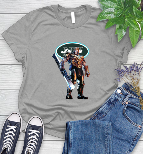 NFL Thanos Gauntlet Avengers Endgame Football New York Jets Women's T-Shirt 10