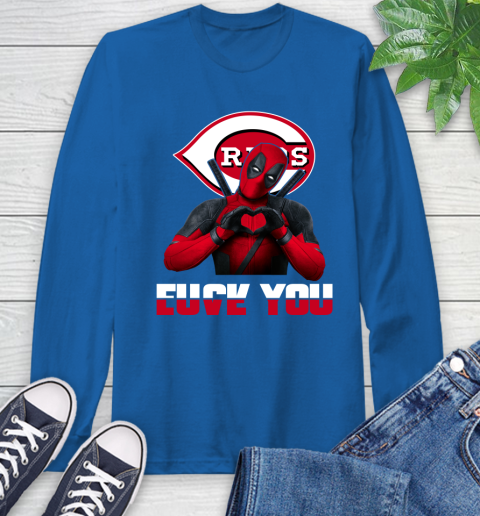 MLB Cincinnati Reds Deadpool Love You Fuck You Baseball Sports Long Sleeve T-Shirt 10