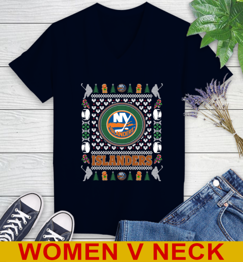New York Islanders Merry Christmas NHL Hockey Loyal Fan Women's V-Neck T-Shirt 2