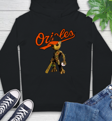 MLB Baltimore Orioles Groot Guardians Of The Galaxy Baseball Hoodie 2