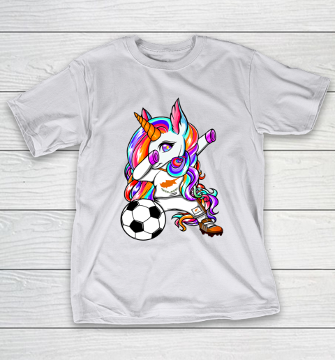Dabbing Unicorn Cyprus Soccer Fans Jersey Cypriot Football T-Shirt 24