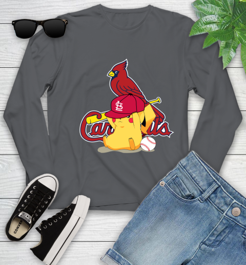 MLB Pikachu Baseball Sports St.Louis Cardinals Youth Long Sleeve 8