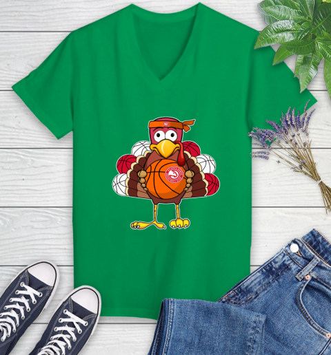 Atlanta Hawks Turkey thanksgiving day Women's V-Neck T-Shirt 5